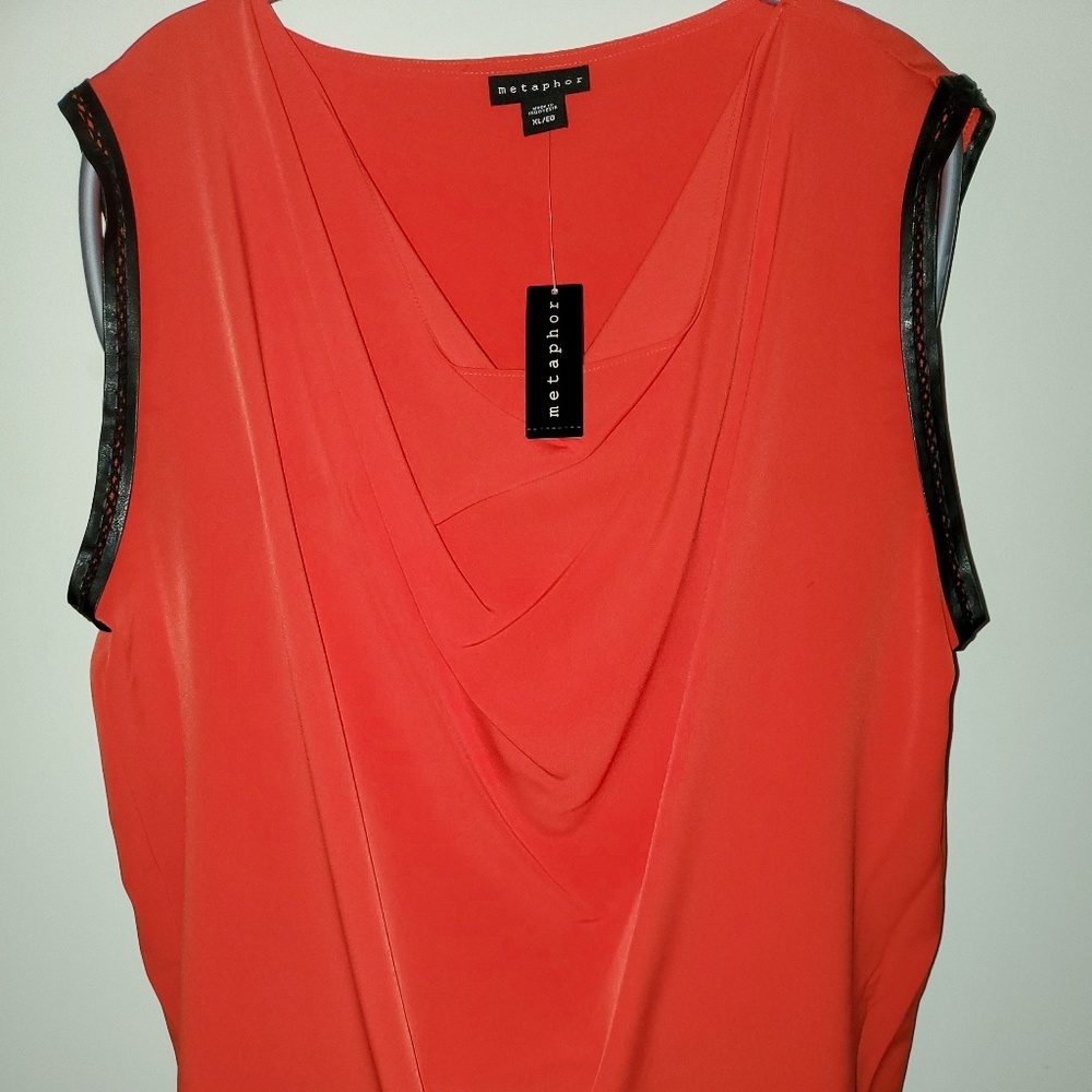 Metaphor blouse with faux leather
